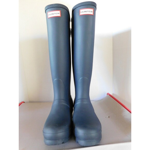 Hunter Original Back Adjustable Rain Boots Women's sz 5 / EU 36 Matte Navy - Picture 2 of 7